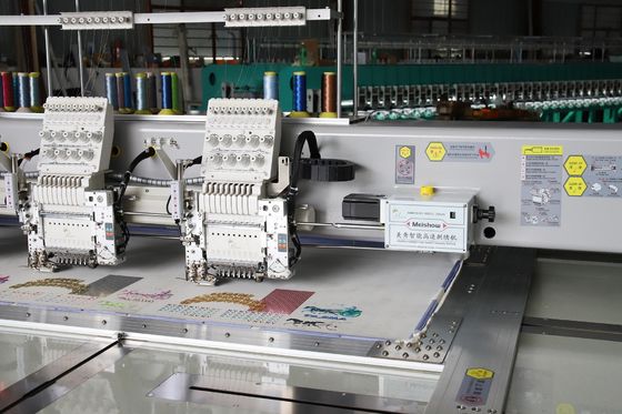 Machine à broder à haute vitesse à deux feuilles de séquence à 6 têtes